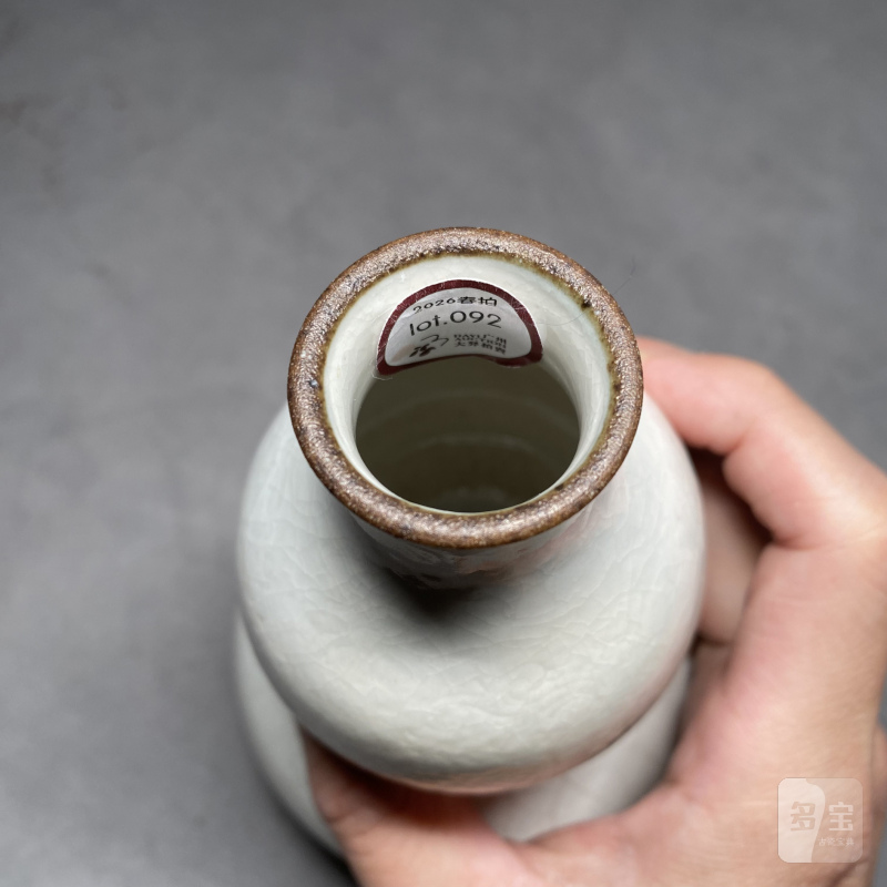 清乾隆 白釉暗刻双龙赶珠纹葫芦瓶 - 图8